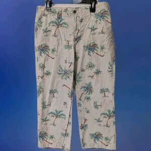 Tommy Hilfiger Womens Golf Capri Pants Sz 10 Palm Tree Print Cropped Vintage 80s